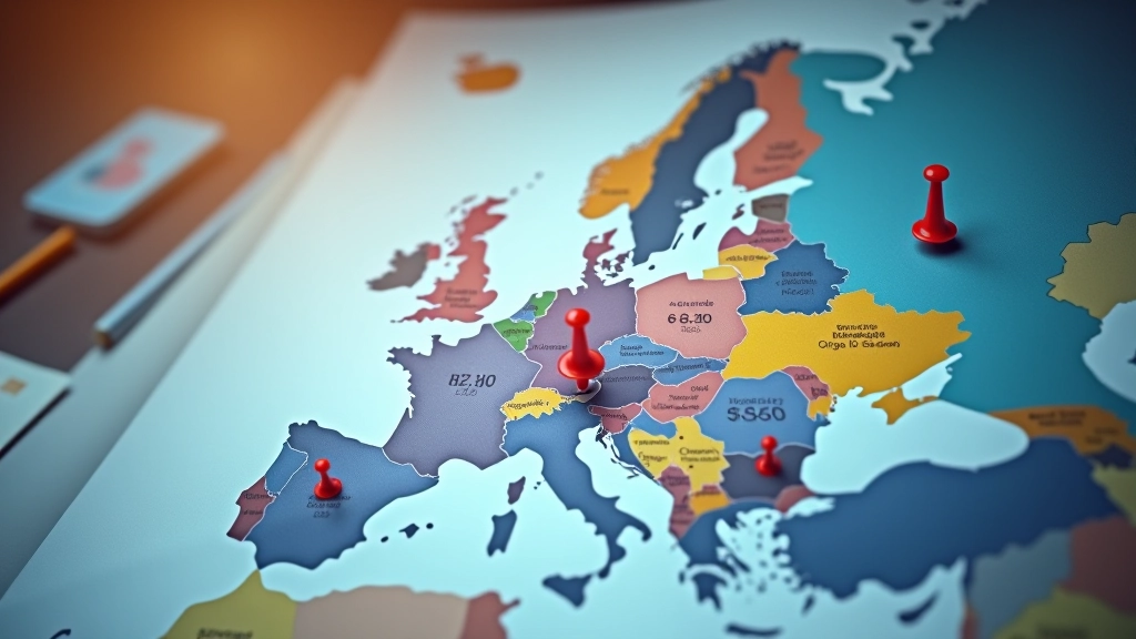 Europäische Karte mit Fintech-Nutzungsraten für verschiedene Länder, Deutschland, Frankreich, Spanien, Polen hervorgehoben