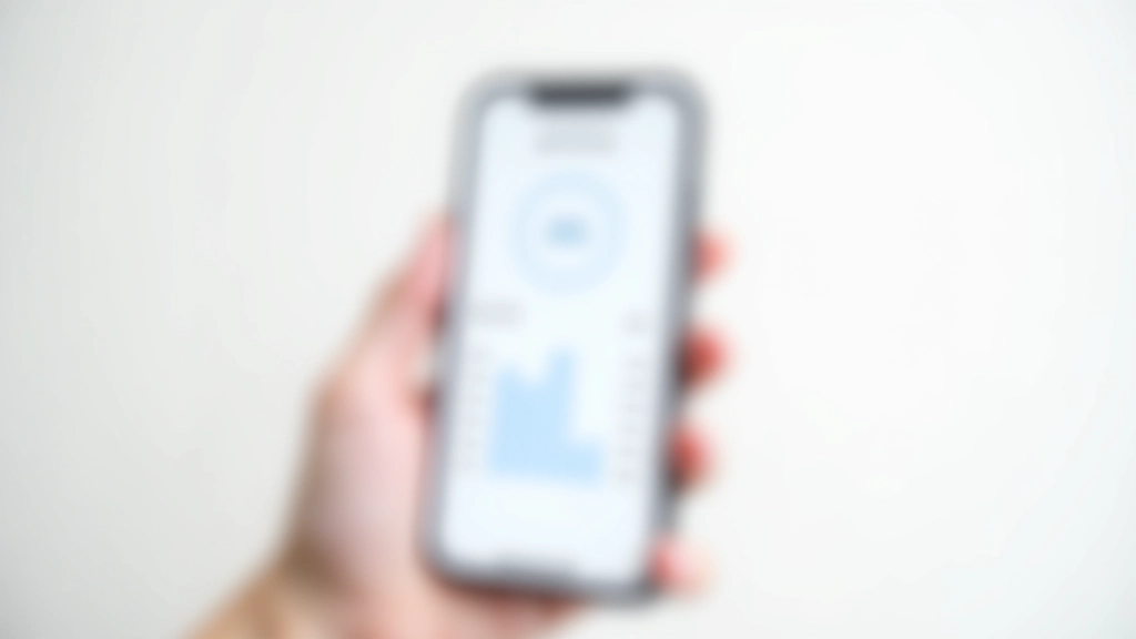 Smartphone zeigt Fintech-App-Interface mit Echtzeit-Kontostand und Ausgabenchart, minimalistisches Design